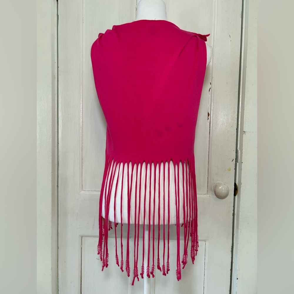 Hot Pink Handmade Beaded Fringe Top size Small - Picture 3 of 11